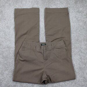 Eddie Bauer Blakely Fit Pants Women 10 Tall Beige Flat Front Chino w/ 32" inseam